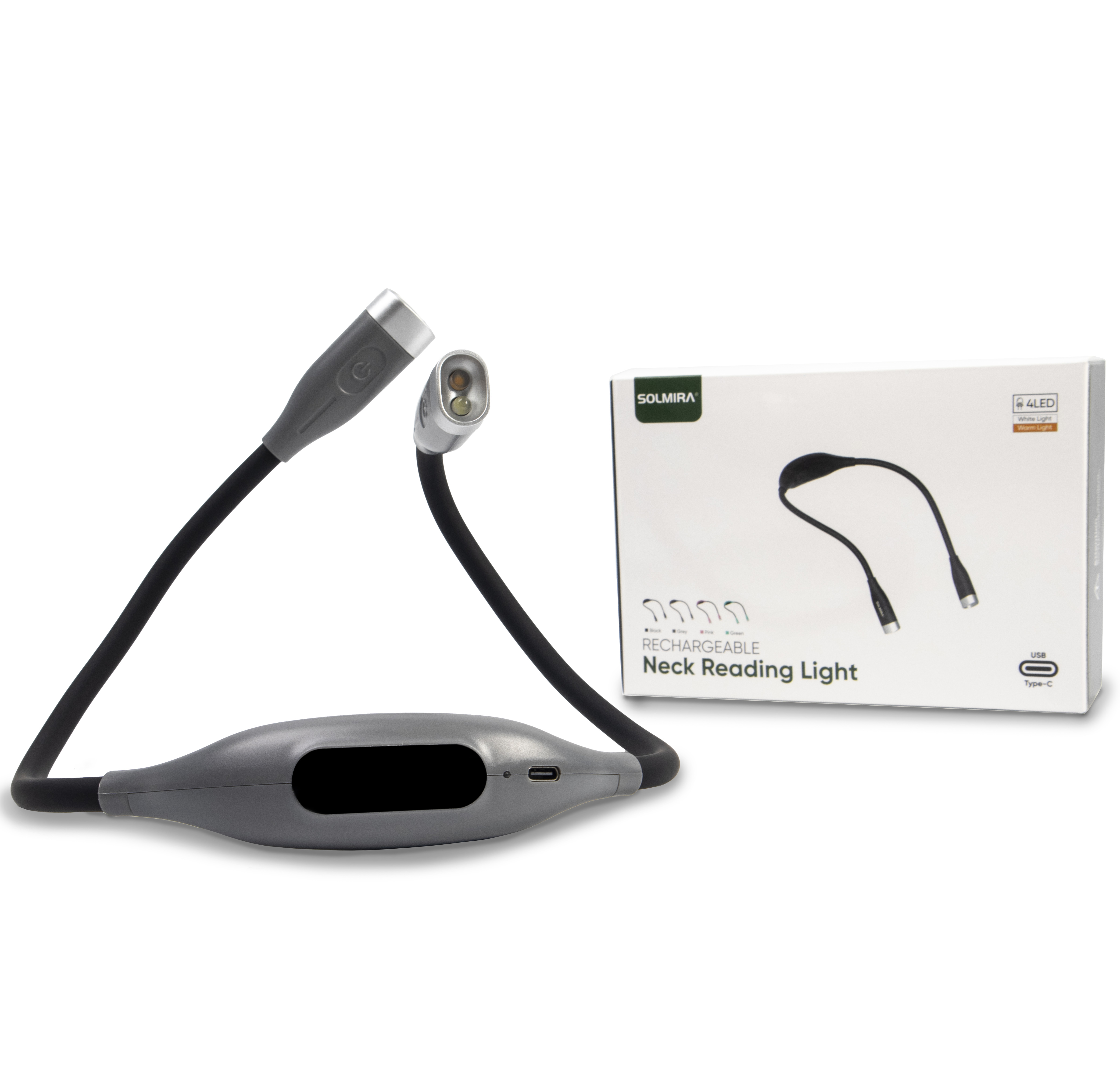 SOLMIRA - SOLMIRA® Luz LED de Lectura para Cuello, Flexible, Recargable