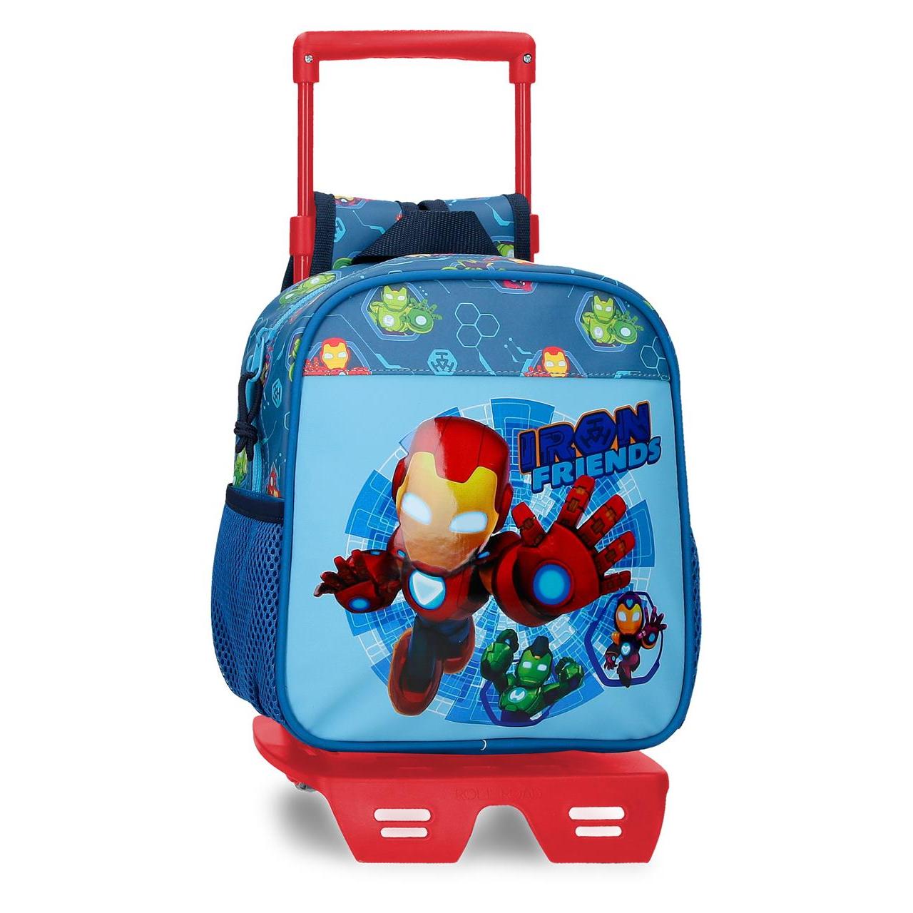 Mochila escolar con carro Marvel Iron man friends azul