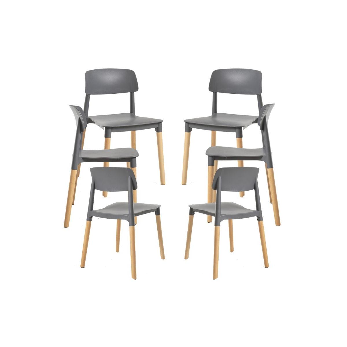 Regalos Miguel - Packs Sillas Comedor - Pack 6 Sillas Estin - Gris oscuro
