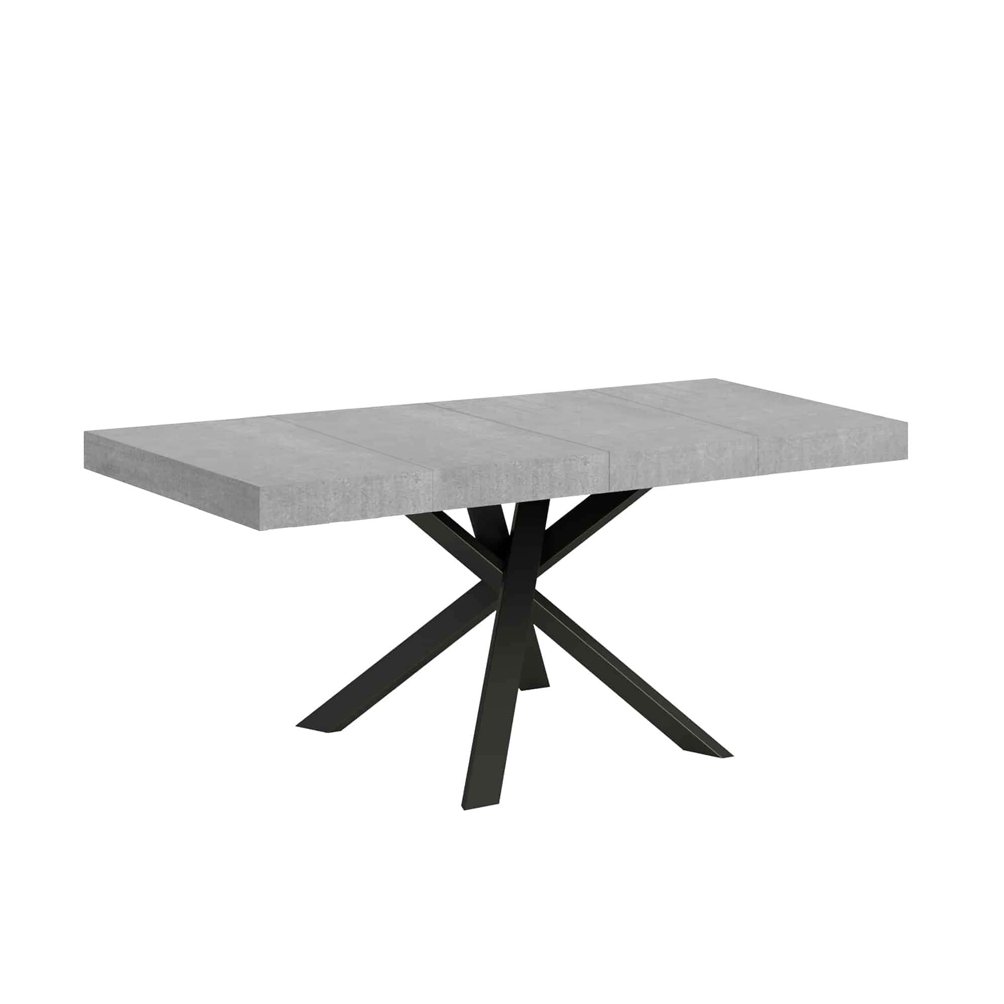 Mesa extensible 90x90/194 cm Clerk Premium Tapa de cemento - Patas antracita - Itamoby