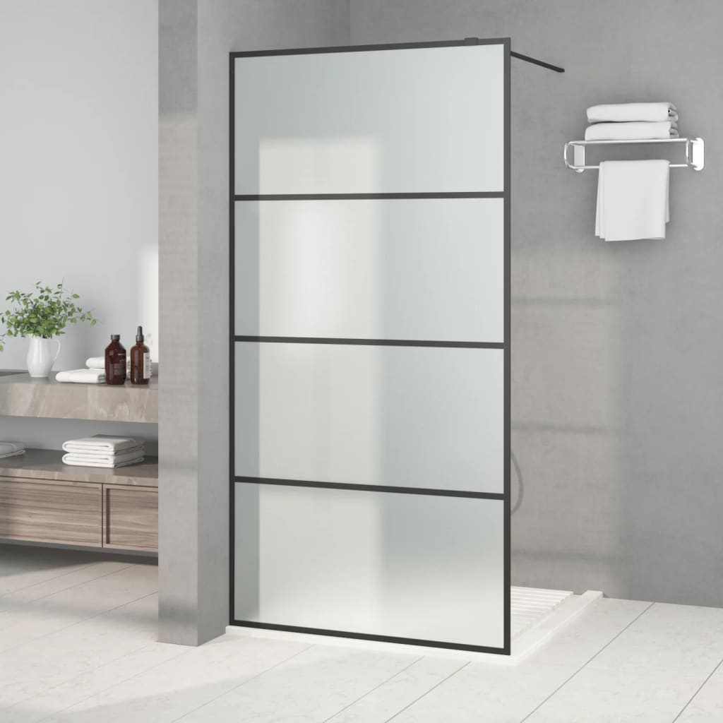 vidaXL Mampara de Ducha Vidrio ESG Esmerilado Negro Baño Cuarto Accesorios Dimensiones 80 x 195 cm,  90 x 195 cm,  100 x 195 cm y mas