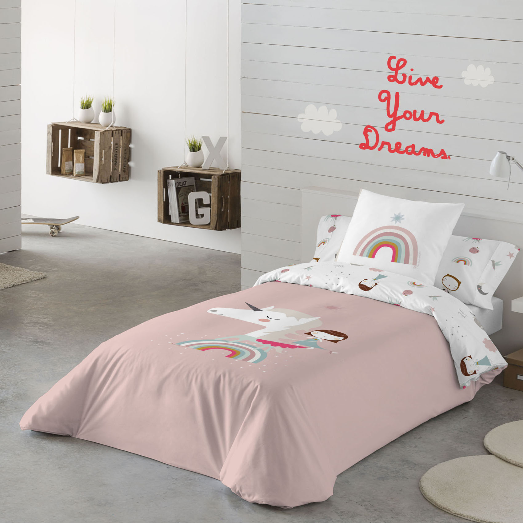 HACIENDO EL INDIO - Funda Nórdica Infantil Estampada 100% Algodón Extrasuave - Juego de 2 Piezas Funda de Edredón y 1 Funda de Almohada - Cama 90/105 cm - Sin Relleno - Fabricada en España
