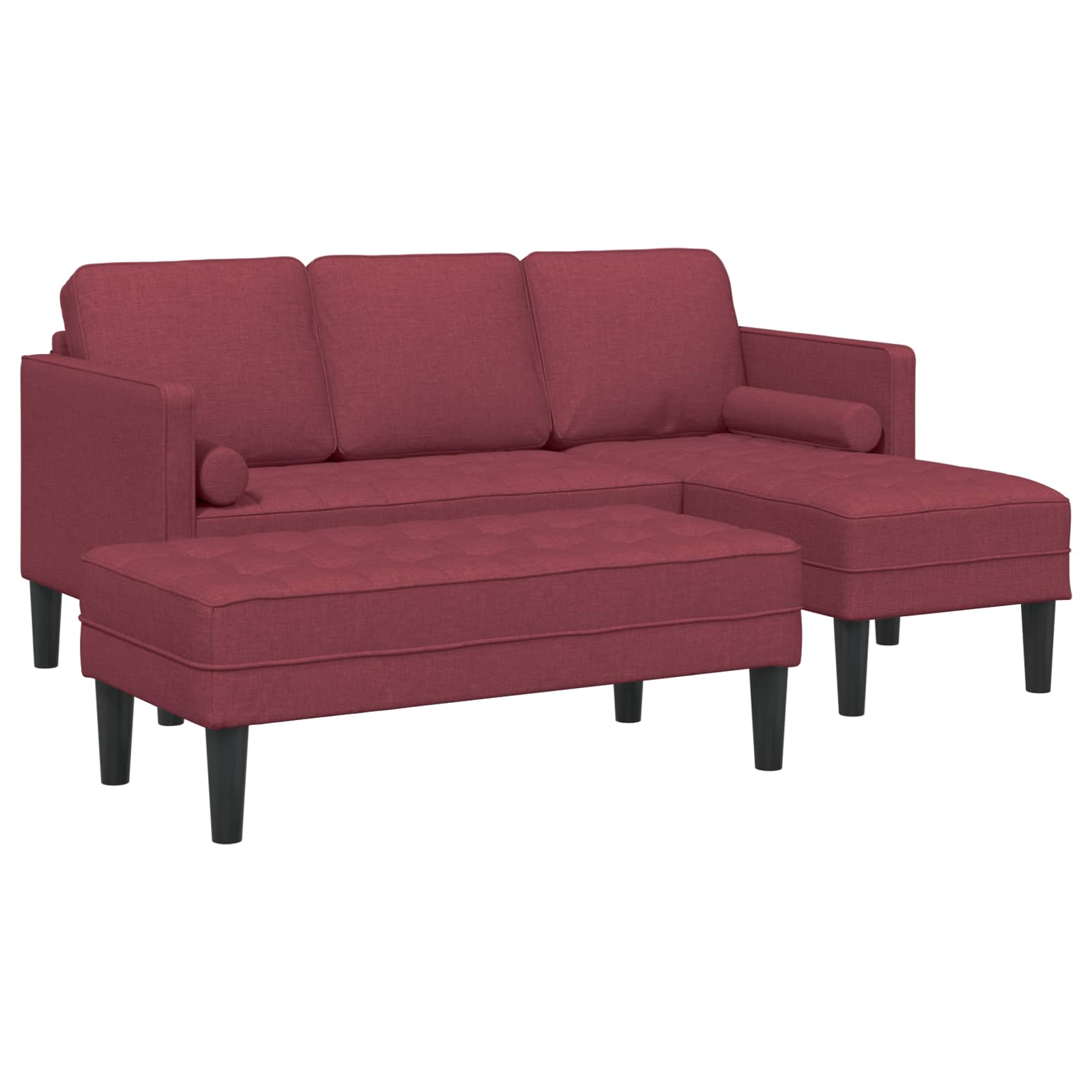 Juego de Sofá con cojín 2 pcs Rojo vino Poliéster