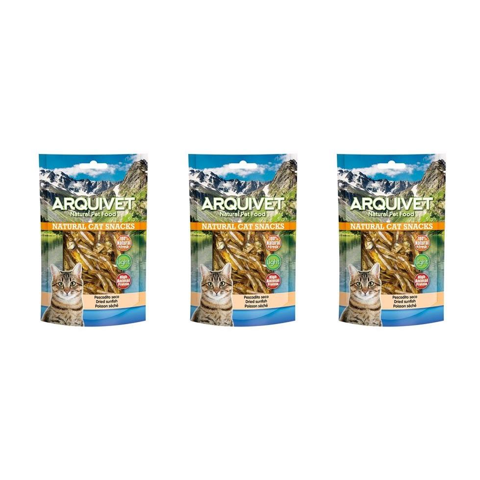 Snacks para Gatos Pescadito Seco 50 Gr (Pack de 3 Unidades ) -Naturales - Complemento Alimenticio Felino Arquivet