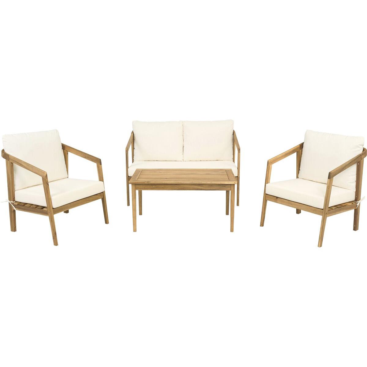 Habitat y Jardin - Conjunto de muebles de jardín de madera de acacia con cojines "Presley" - 4 plazas - Beige