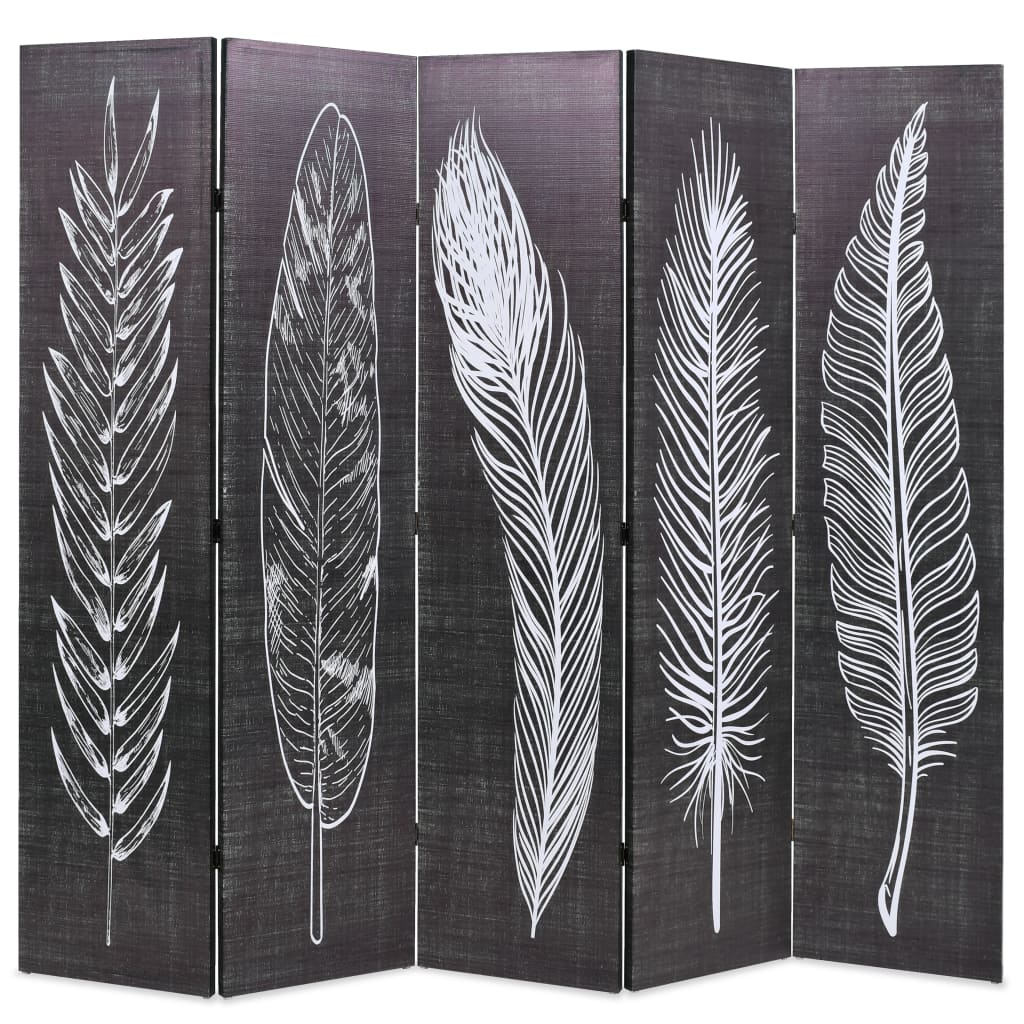 vidaXL Biombo divisor plegable plumas blanco y negro en dimensiones 228 x 170 cm/160 x 170 cm/200 x 170 cm y más