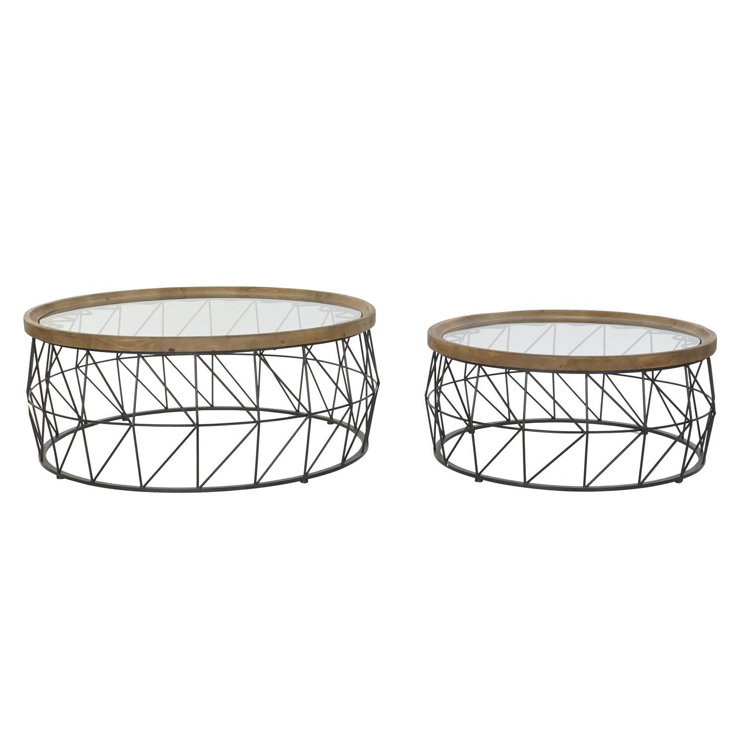 Mesa Centro Set 2 Metal Cristal 100X100X43 Cristal - Fijalo - El mejor complemento para tu hogar.
