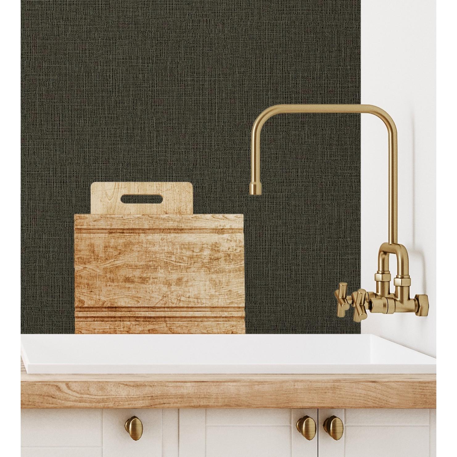Papel pintado vinílico lavable efecto tela de lino con textura en relieve - Vernon 681013 de GAULAN - Rollo de 10 m x 1,06 m