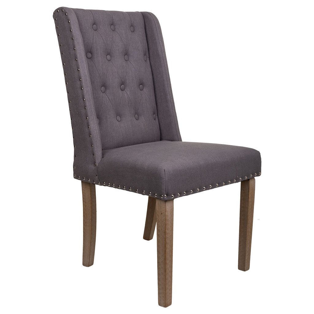 WANDERLUST DECO Silla de madera tapizada gris 53x53x48/102h cm