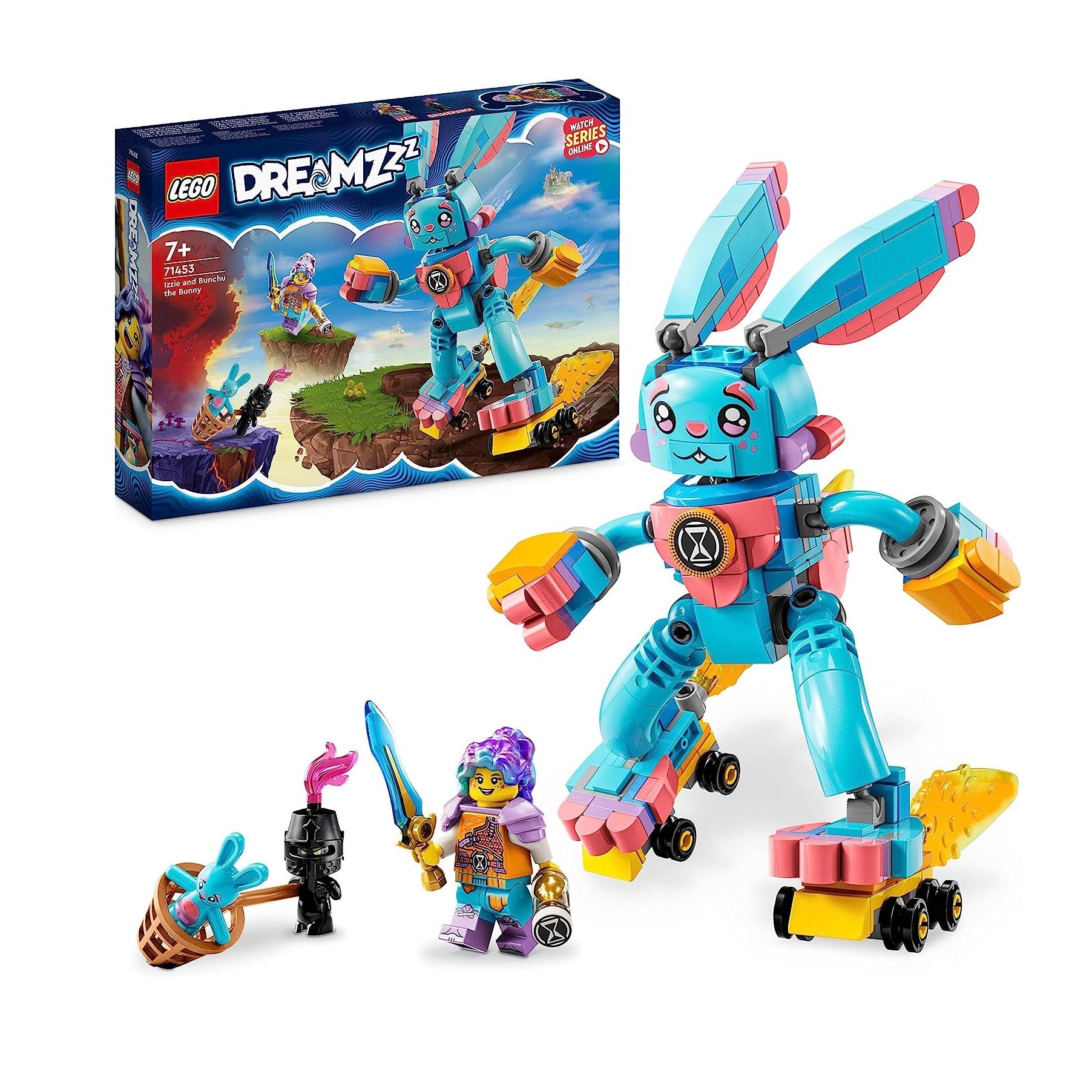 LEGO 71453 DREAMZzz Izzie y el Conejo Bunchu, Juguete de Construcción, Figura de Conejo con Patines, se Puede Construir de 2 Modos Diferentes