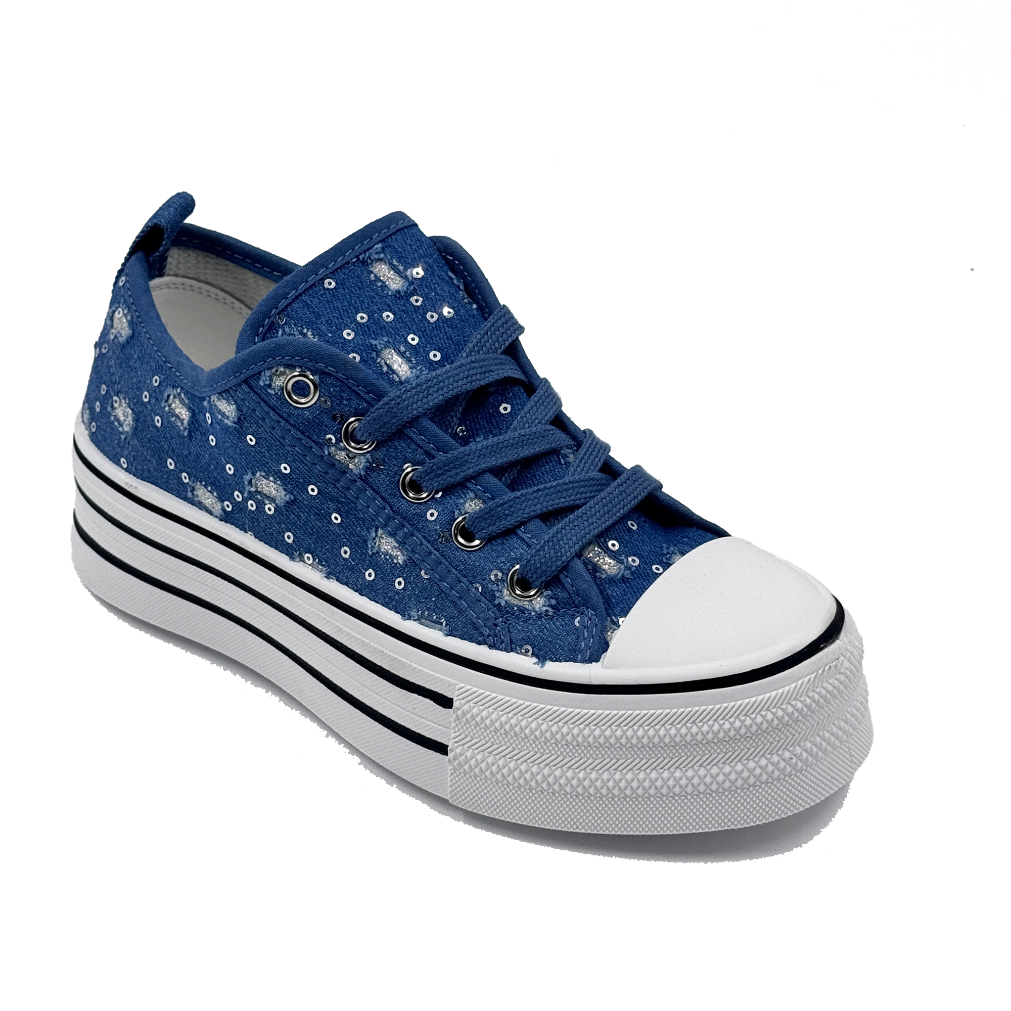 JZ Hermanos Zapatos casuales de lona con plataforma y lentejuelas para mujer
