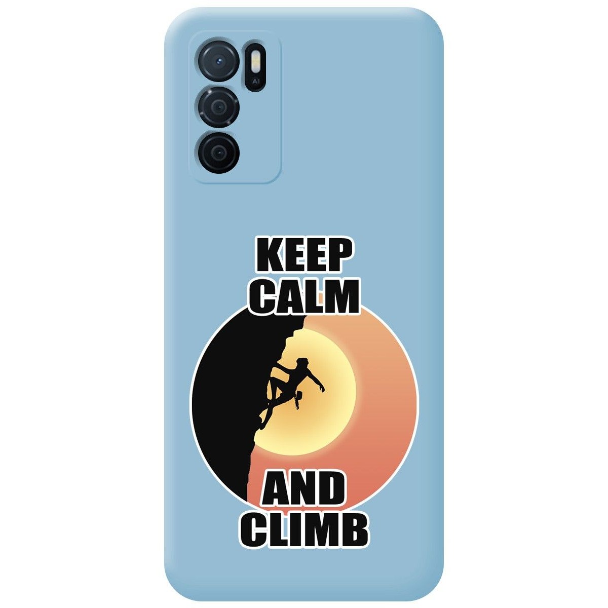 Funda Silicona Líquida Azul para Oppo A16 / A16s diseño Mujer Escalada Dibujos