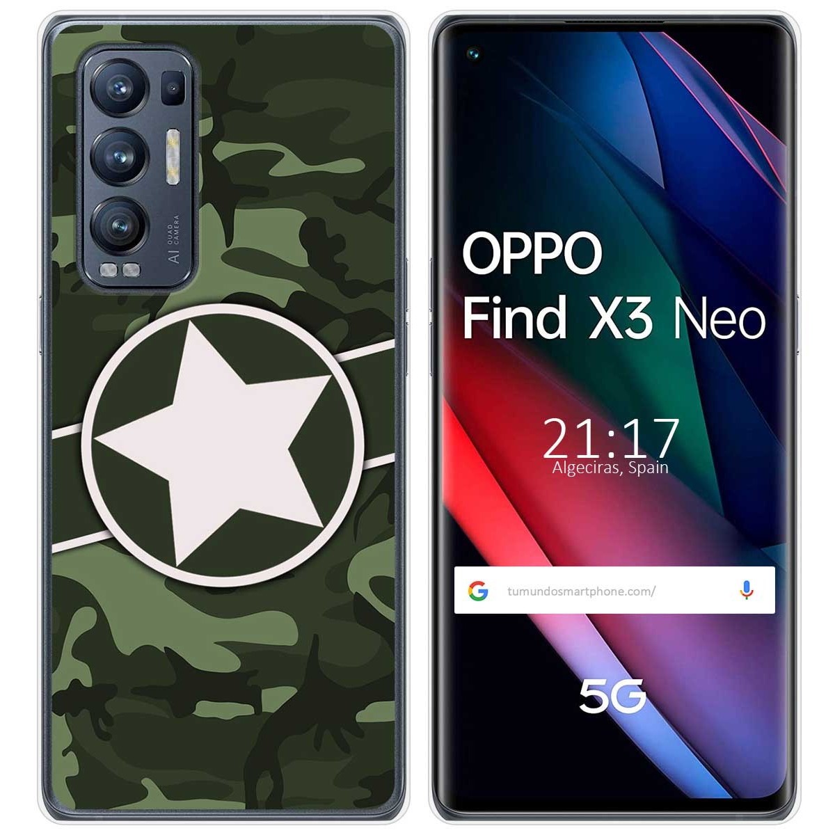 Tumundosmartphone Funda Gel Tpu para Oppo Find X3 Neo 5G diseño Camuflaje 01 Dibujos