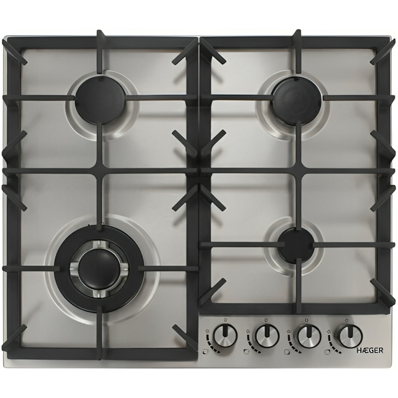 Placa de Gas Haeger PG-4GI.005A 58 cm 4 Zonas Plata