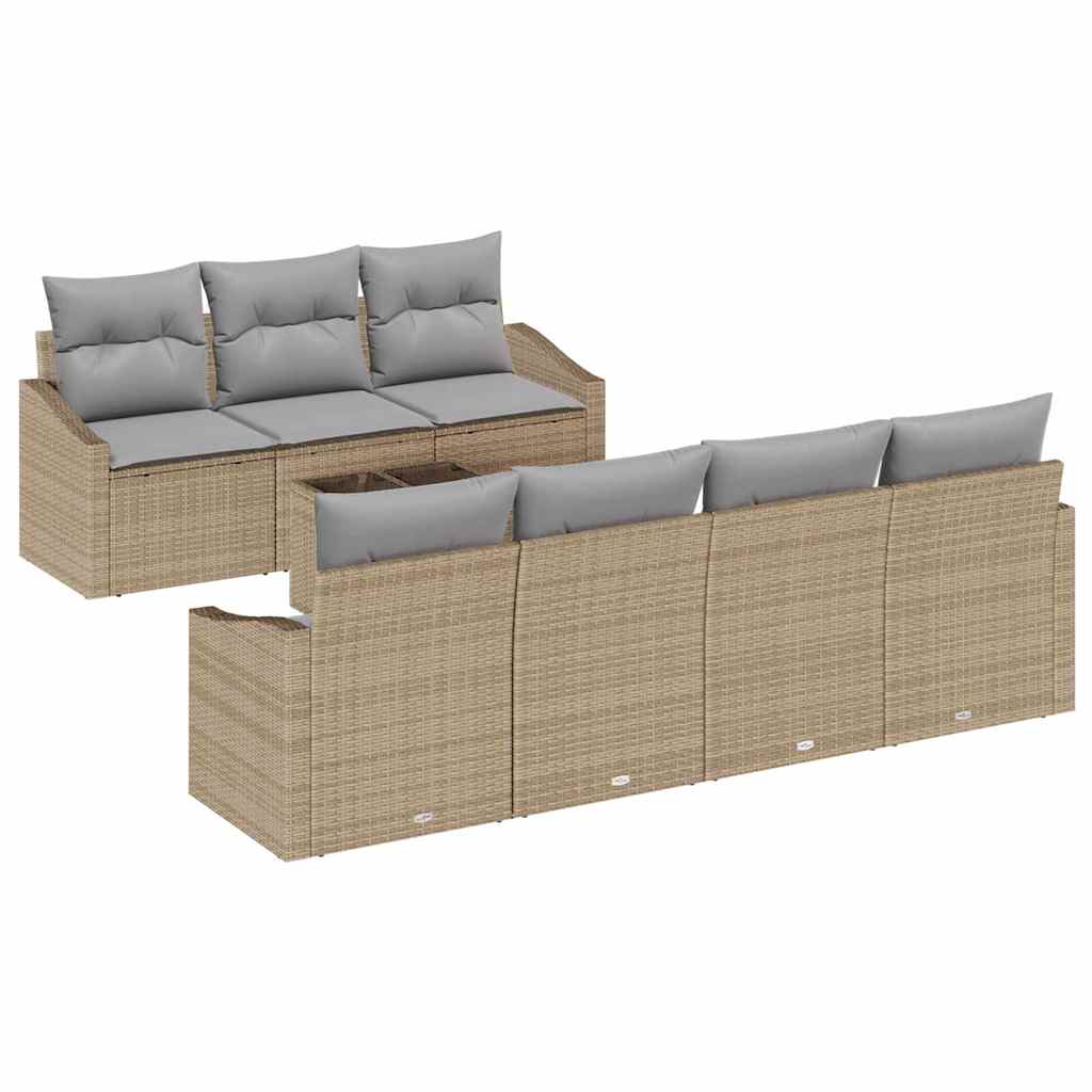 vidaXL Juego de Sofá 8 pcs Beige y Gris Claro ratán sintético