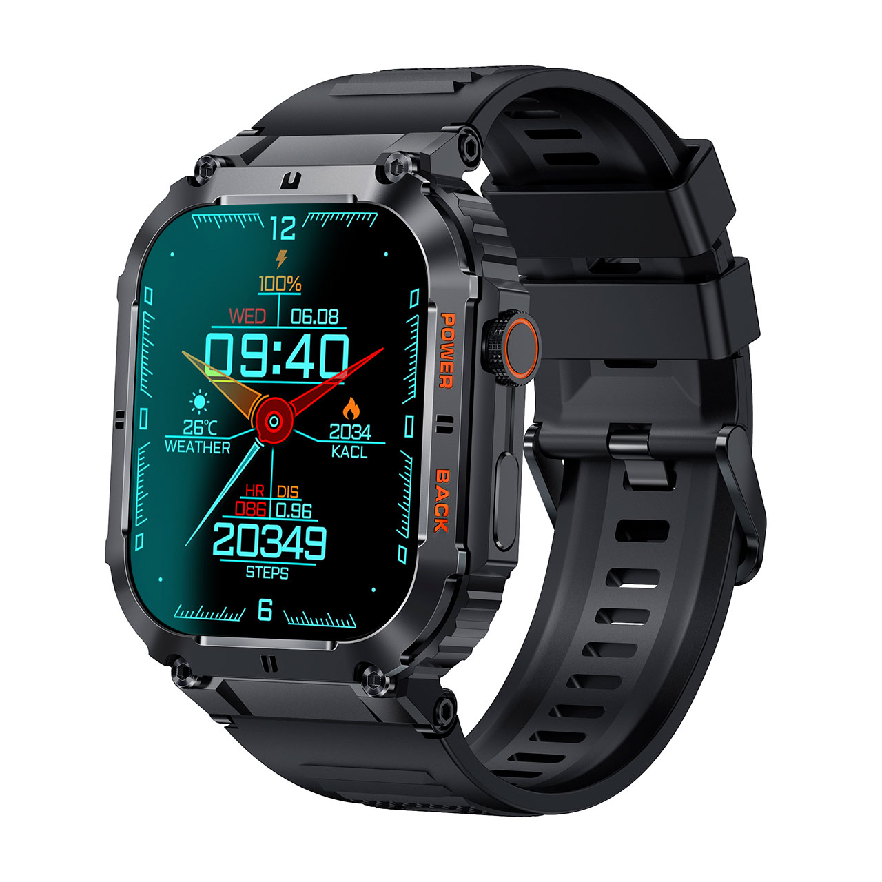 Swiss+Go Koniz Smartwatch Deportivo con Música y Monitoreo de Salud - Oxígeno en Sangre, Presión Arterial, Asistente de Voz en Muñeca