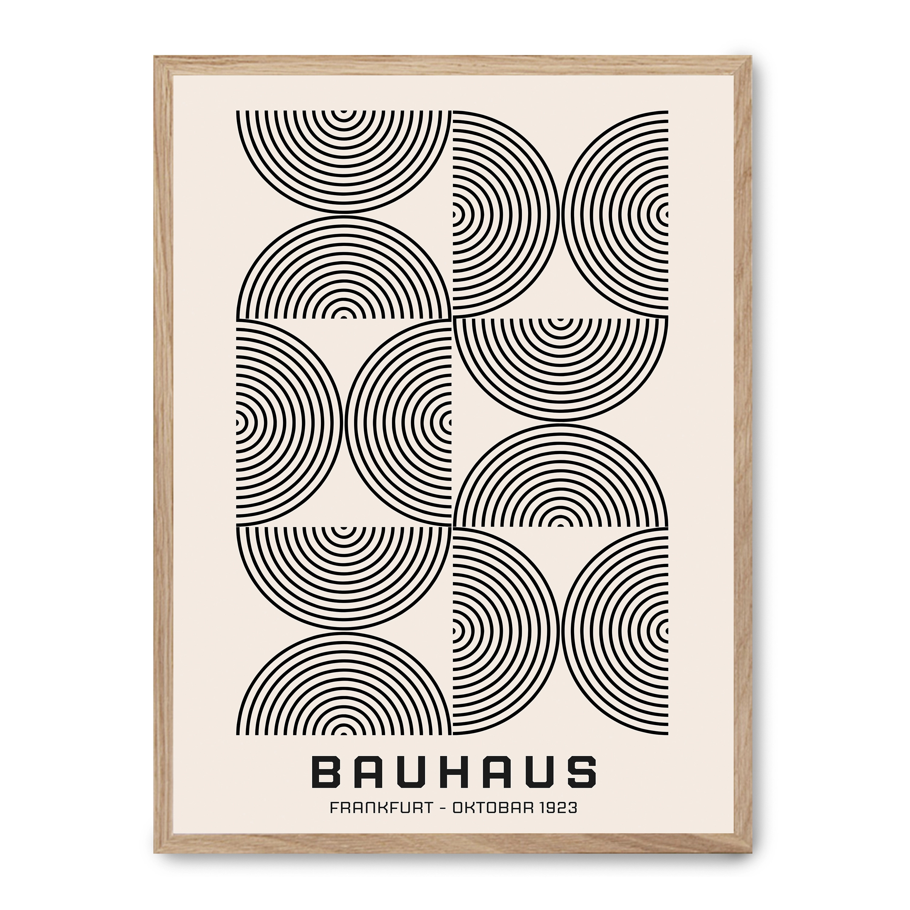 Cuadro bauhaus black forms iv 30x40cm, Póster impreso en papel de primera calidad de 180gr, montado sobre marco de madera MDF acabado roble., Arte - Bauhaus
