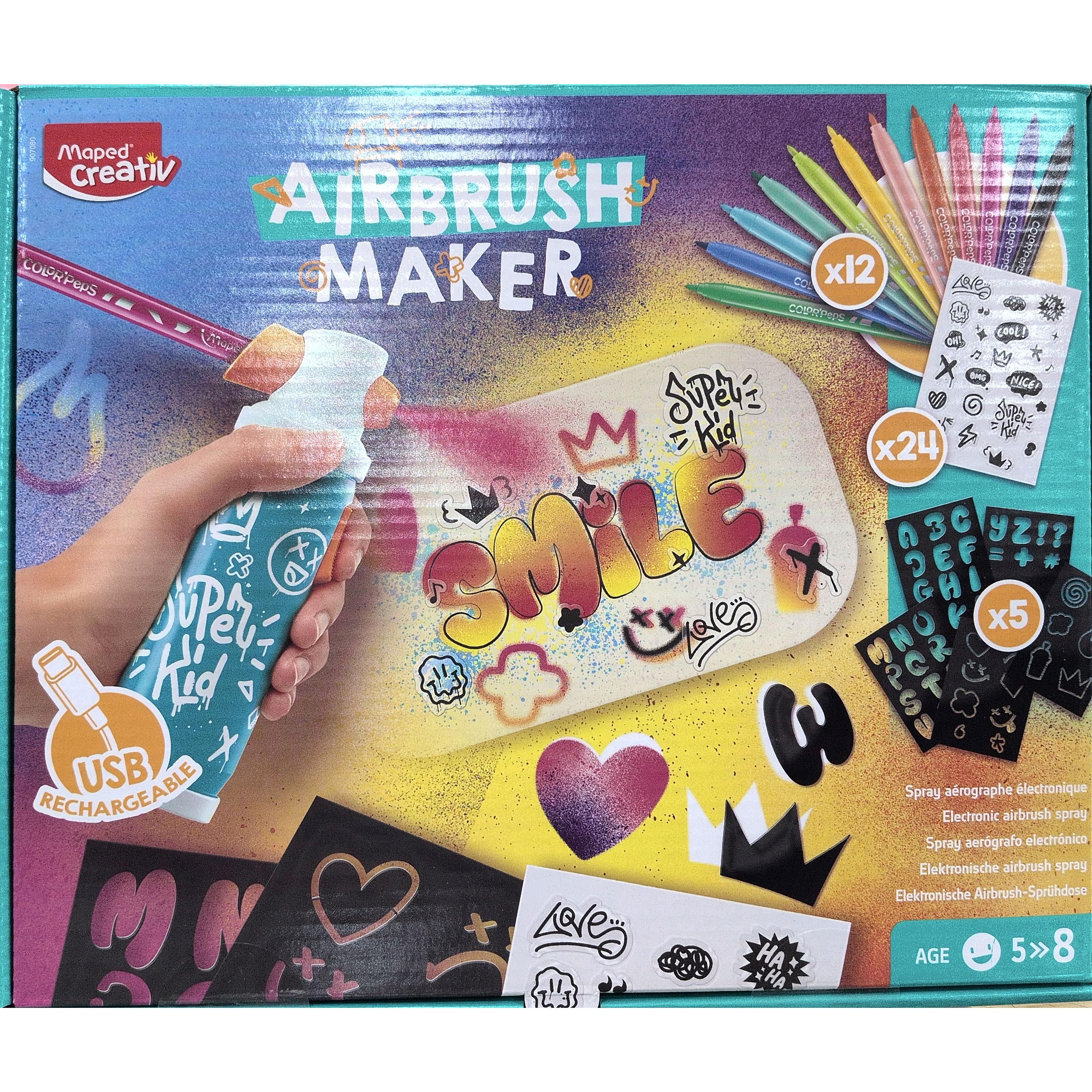 AIRBRUSH MAKER SPRAY PINTURA KIT CON AEROGRAFO USB RECARGABLE ALIMENTADO CON ROTULADOR
