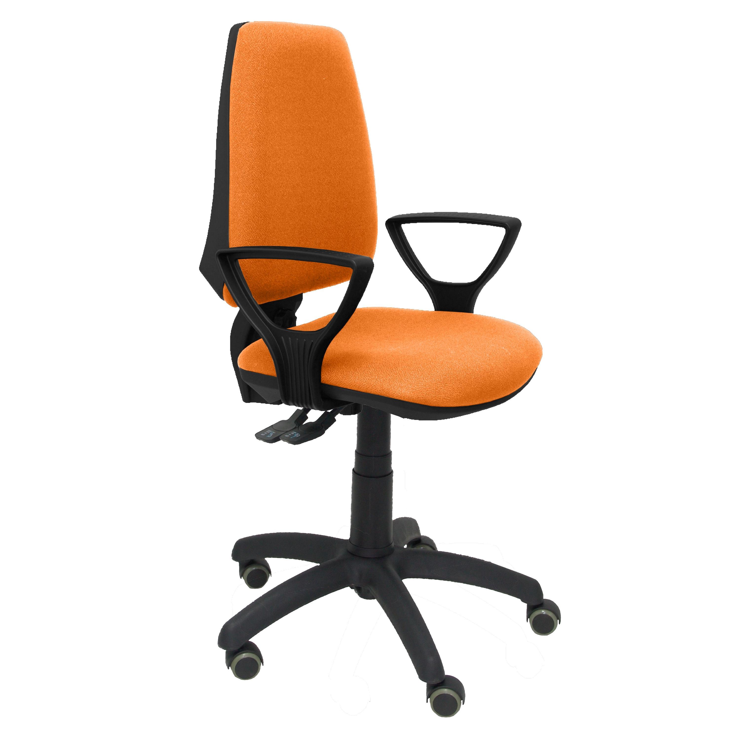 Silla de Oficina Ergonómica Piqueras Y Crespo Elche S BALI Naranja con Brazos Fijos y Ruedas de Parqué