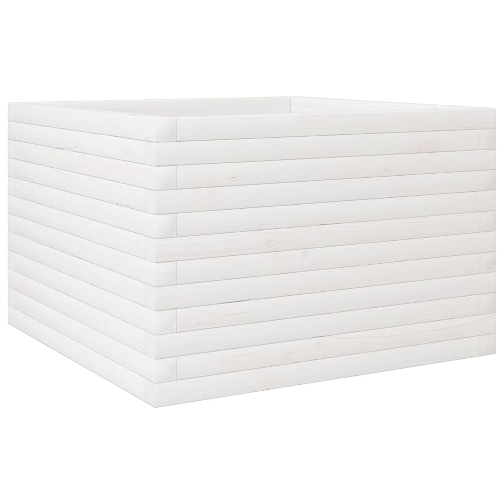 vidaXL Jardinera de madera maciza de pino 70x70x45,5 cm Color Pino natural,  Blanco,  Marrón cera y mas