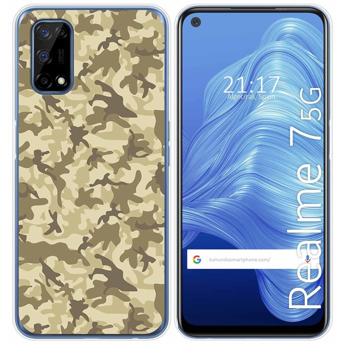 Tumundosmartphone Funda Gel Tpu para Realme 7 5G diseño Sand Camuflaje Dibujos