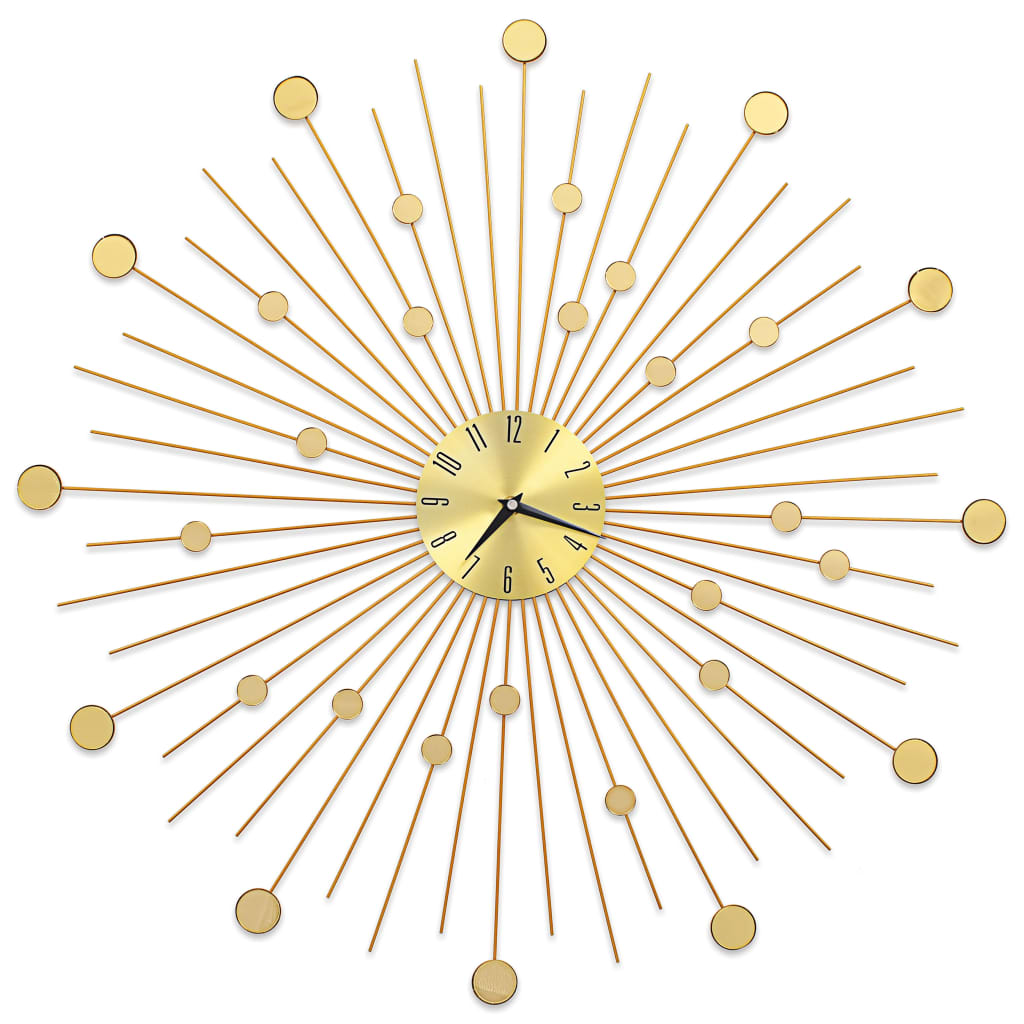 vidaXL Reloj de pared de metal dorado 70 cm