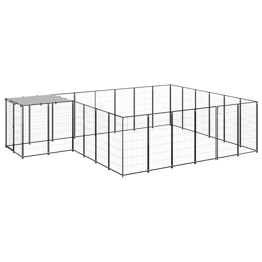 vidaXL Perrera 12,1 m² Acero Casa Jaula Perro Cachorro Recinto Mascota Color Plateado,  Negro, y mas