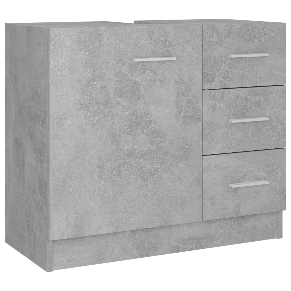 vidaXL Armario para lavabo contrachapada 63x30x54 cm en color Gris hormigón/Madera antigua/Blanco y más | almacenamiento funcional diseño moderno para baño dormitorio sala