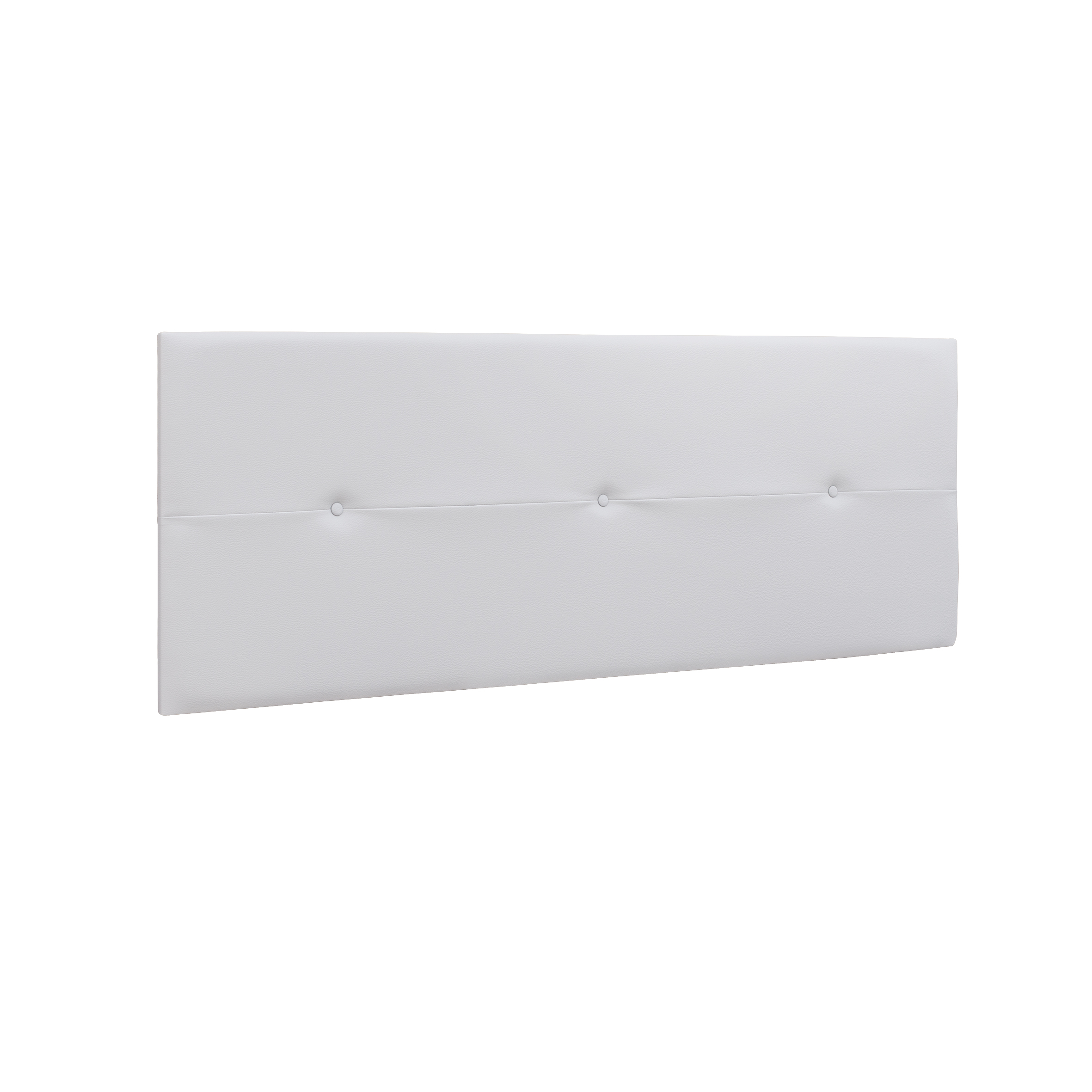 Cabezal acolchado tapizado en polipiel color blanco. Con 3 botones (Ancho 160 cm/Alto 55 cm/Fondo 4 cm)