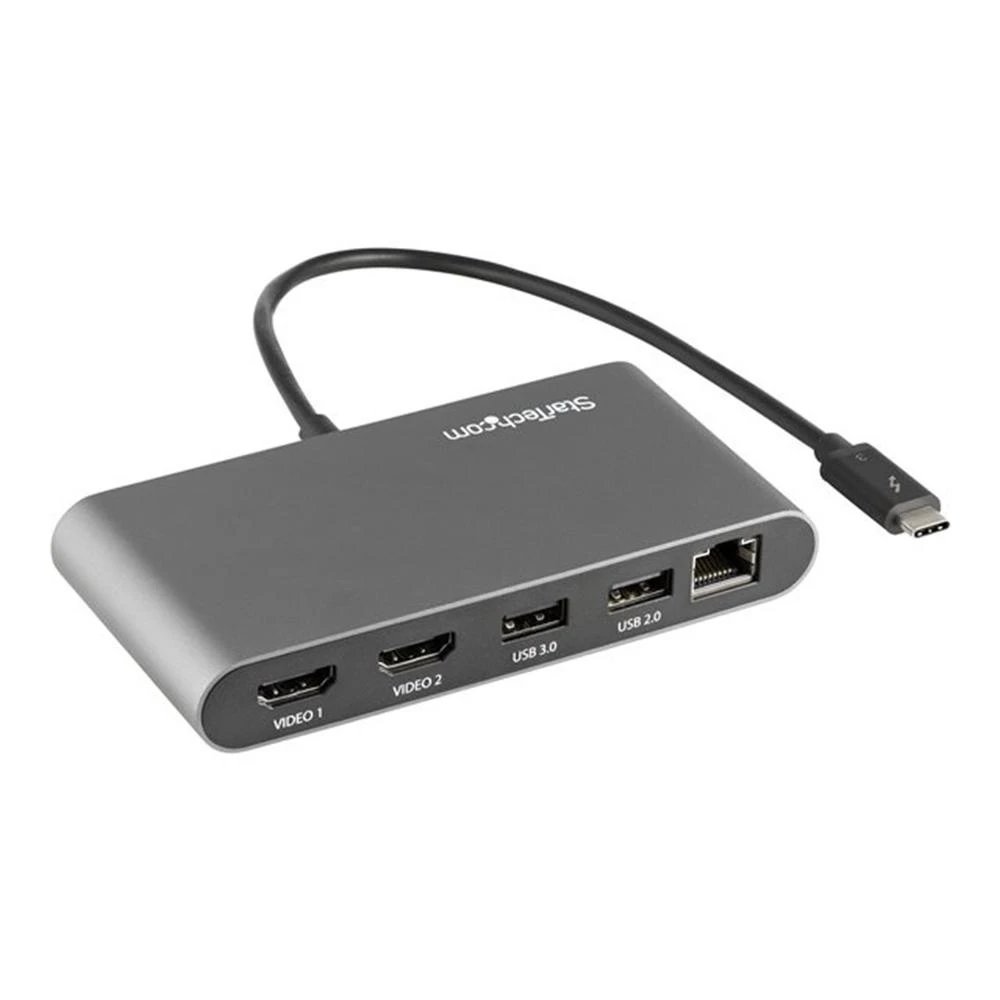 HUB Switch puertos Gigabit Ethernet; HDMI (soporte 4K a 60 Hz), 1 x HDMI, 2 x USB 3.0 STARTECH TB3DKM2HDL  | Gris