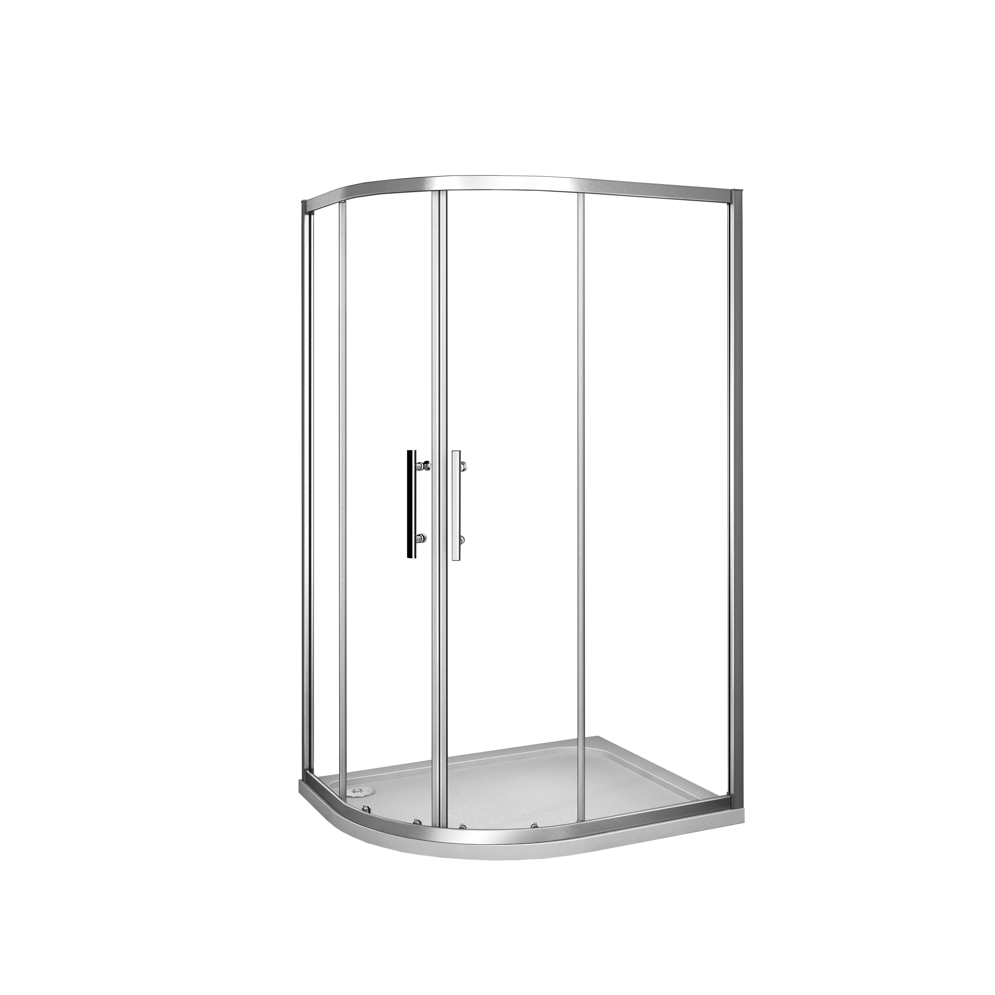 Mampara de Ducha Curva Semicircular Corredera,Perfil Cromado,Vidrio Templado 5mm,(740-760)x(740-760)x1850mm