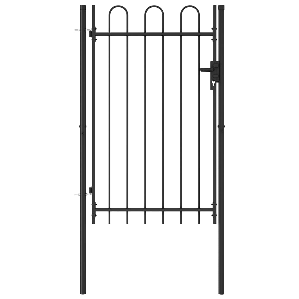 vidaXL Cancela de Valla Sencilla de Puntas Acero Negro Puerta de Jardín Dimensiones 1 x 1 m,  1 x 1.2 m,  1 x 1.5 m y mas