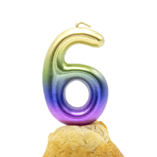 CABLEPELADO - Vela cumpleaños - celebracion - sin toxicos - sin humo - Numero de Tarta - fácil colocación - Número 6 - Multicolores