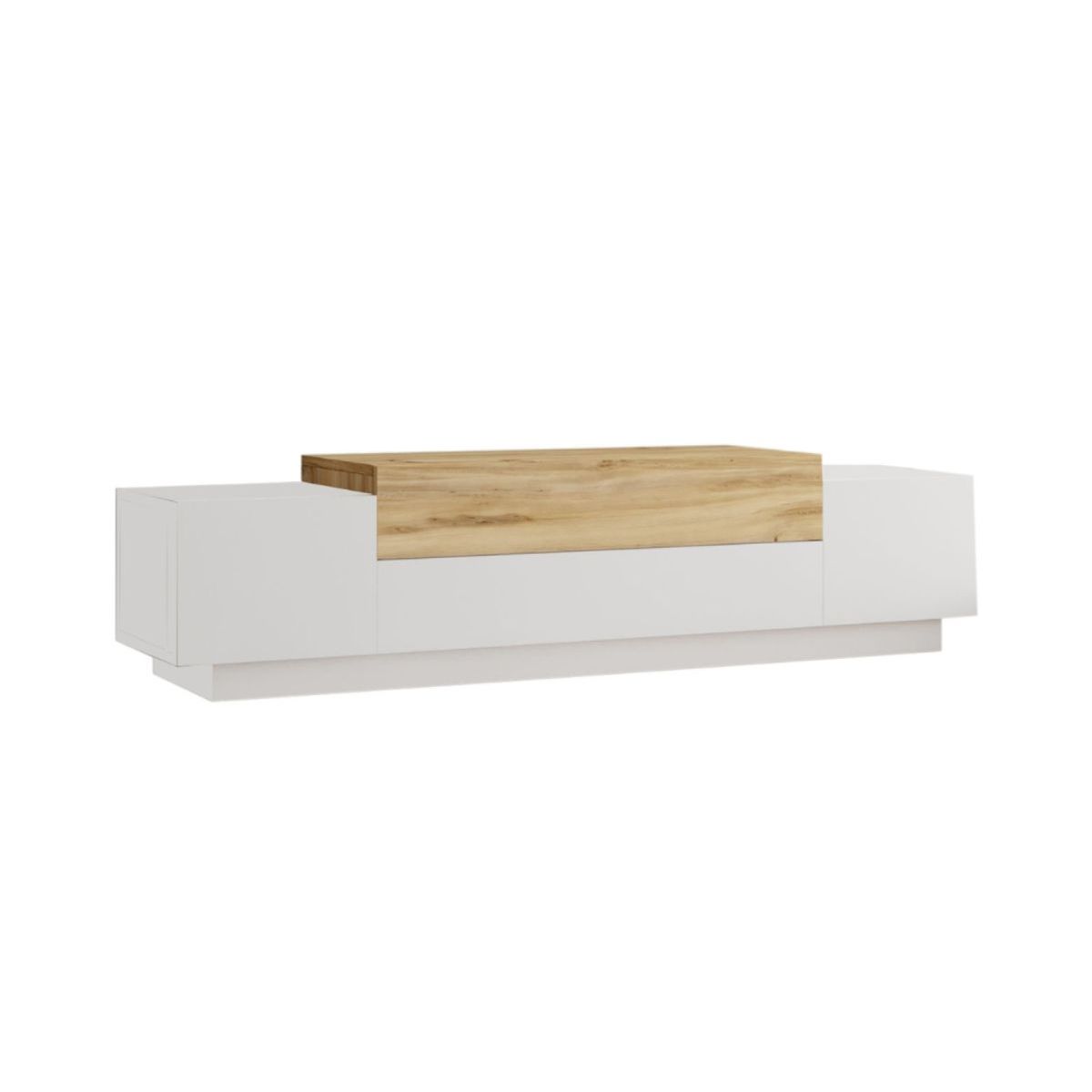 Mueble de TV Gaxio 4 puertas abatibles blanco/natural 38x160x37 cm