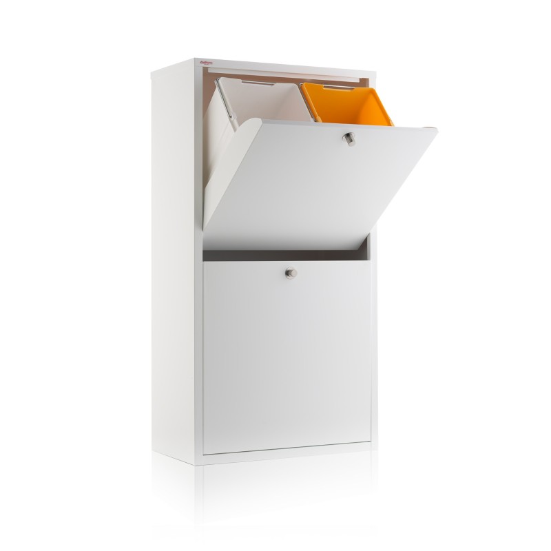 DON HIERRO - Cubo de Basura y Reciclaje EMI – 4 Compartimentos Grandes (80 L), Blanco, Diseño Moderno-