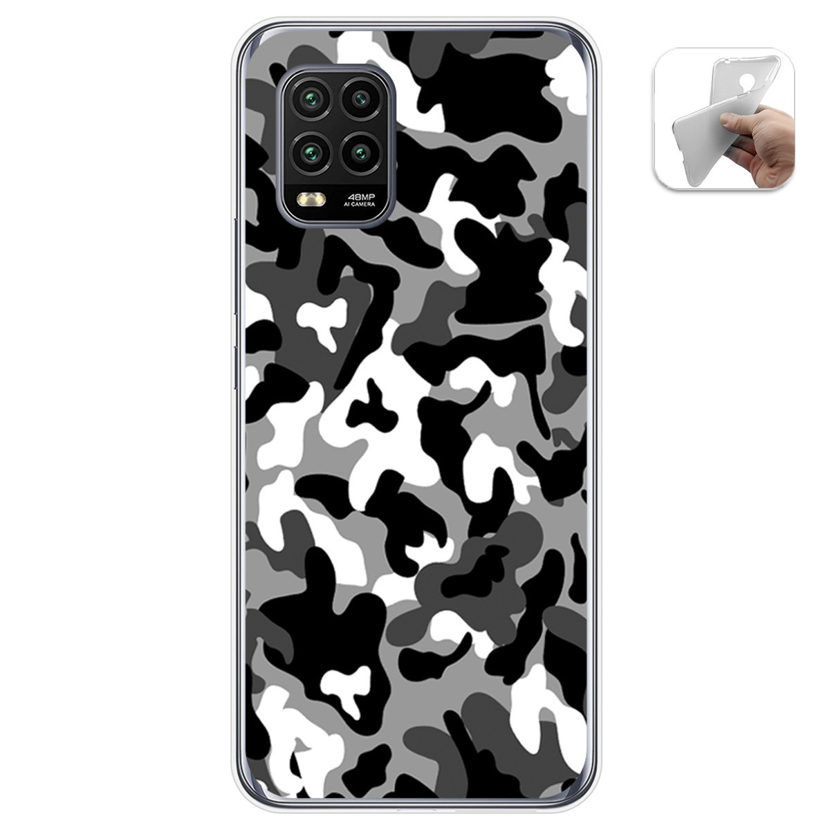 Tumundosmartphone Funda Gel Tpu para Xiaomi Mi 10 Lite diseño Snow Camuflaje Dibujos