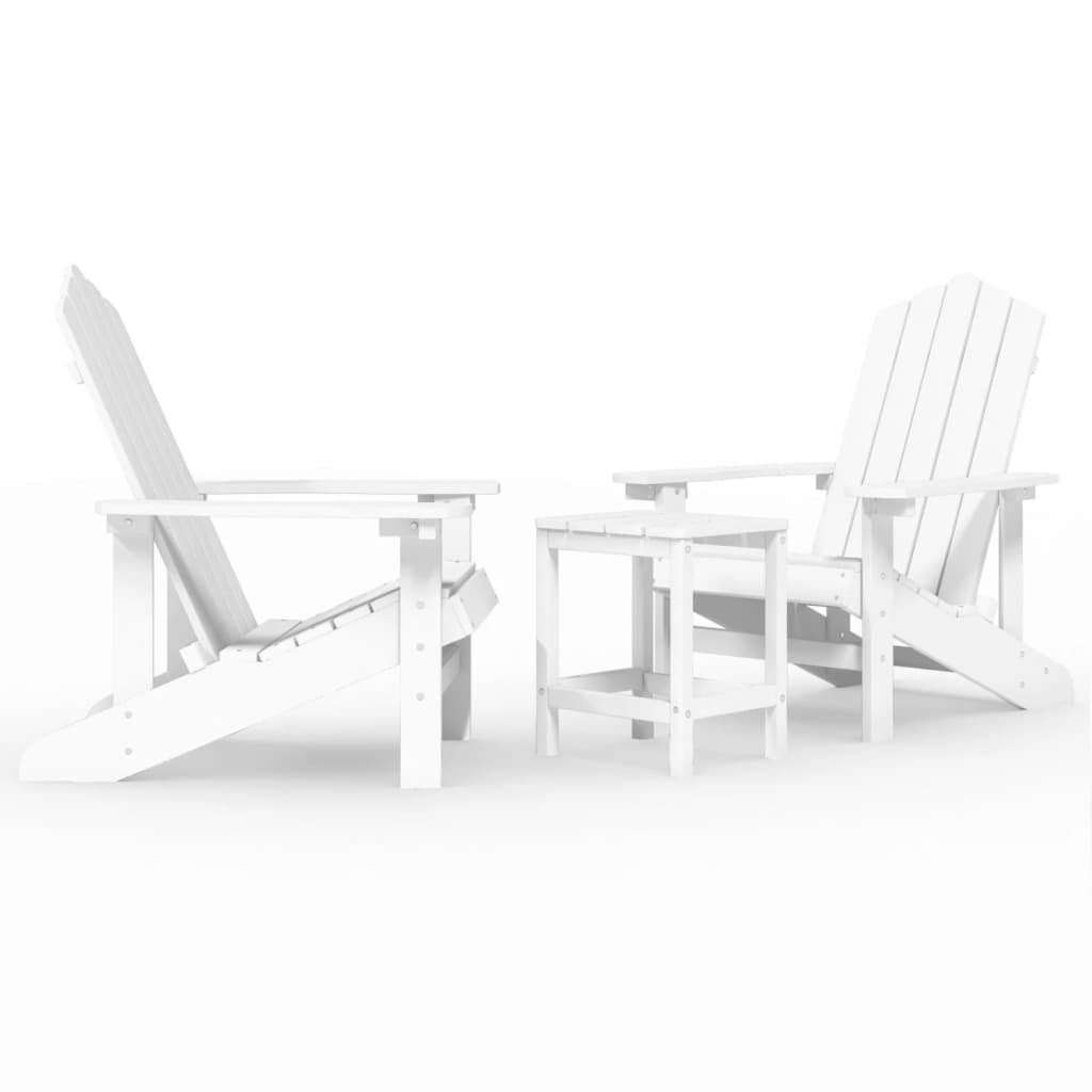 vidaXL Sillas de jardín Adirondack con mesa HDPE 2x sillón + Mesa