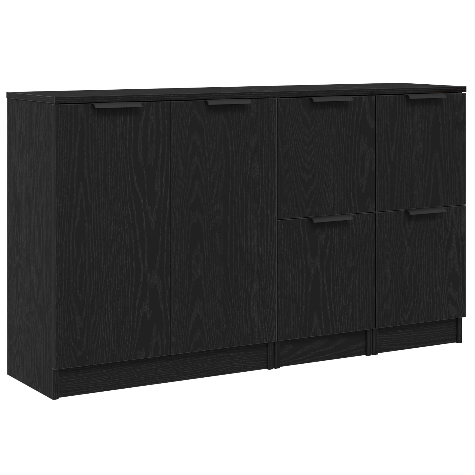 vidaXL Buffets 3 pcs Madera de Roble Negro