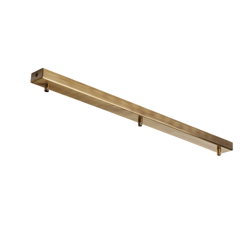 Riel de roseta multicable rectangular en hierro bronceado 3 agujeros L.70 x 5 BL291-BIN3-DM70-BRZ - Bonetti Illumina