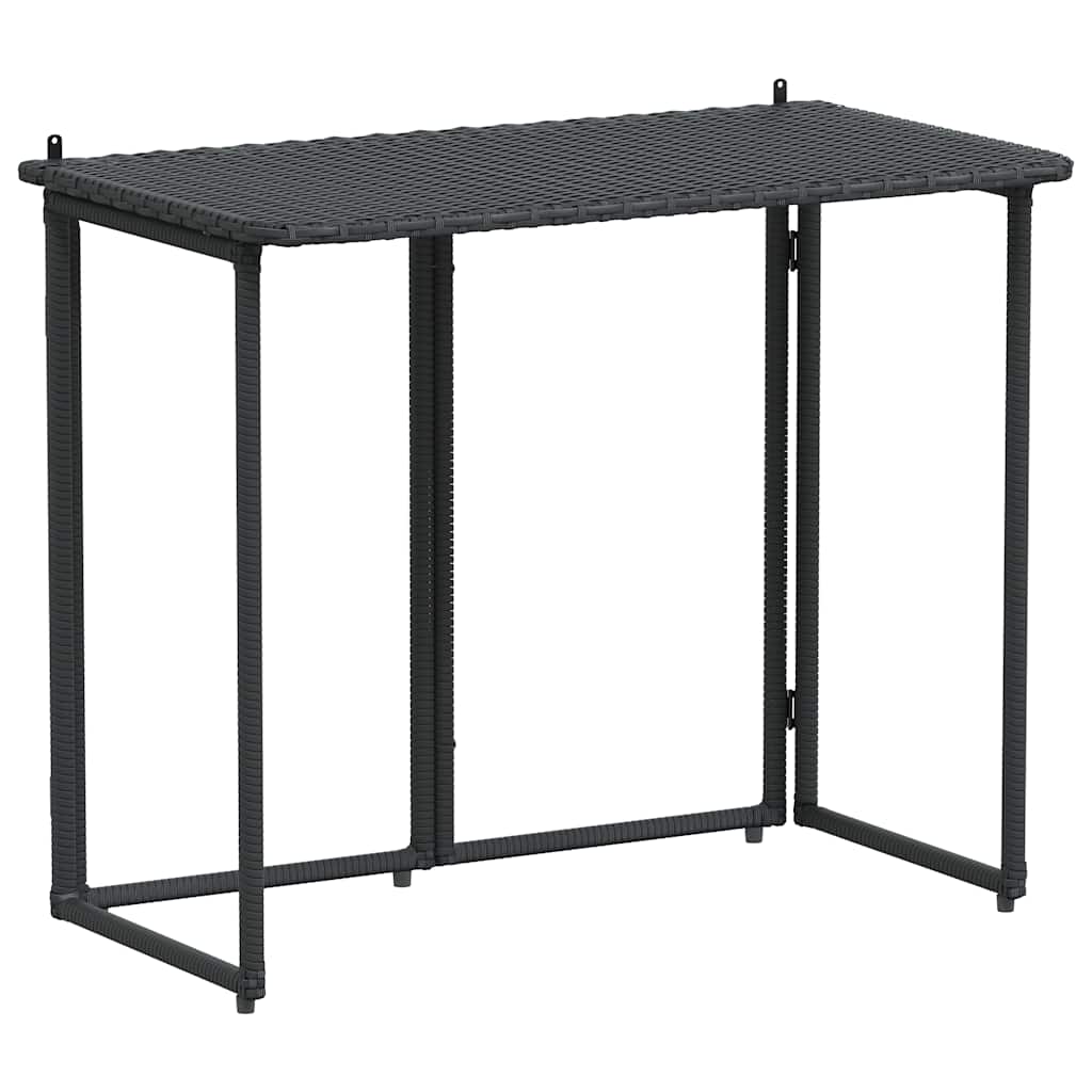 vidaXL Mesa de jardín plegable de ratán sintético negra 90x51x75 cm