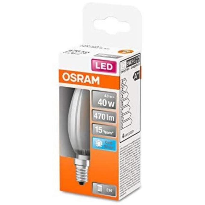 OSRAM - Vela LED filamento mate E-14 3,4 W 470 lm 840 K para lámpara mesita noche, lámpara techo y apliques pared interior, duración 15.000 horas