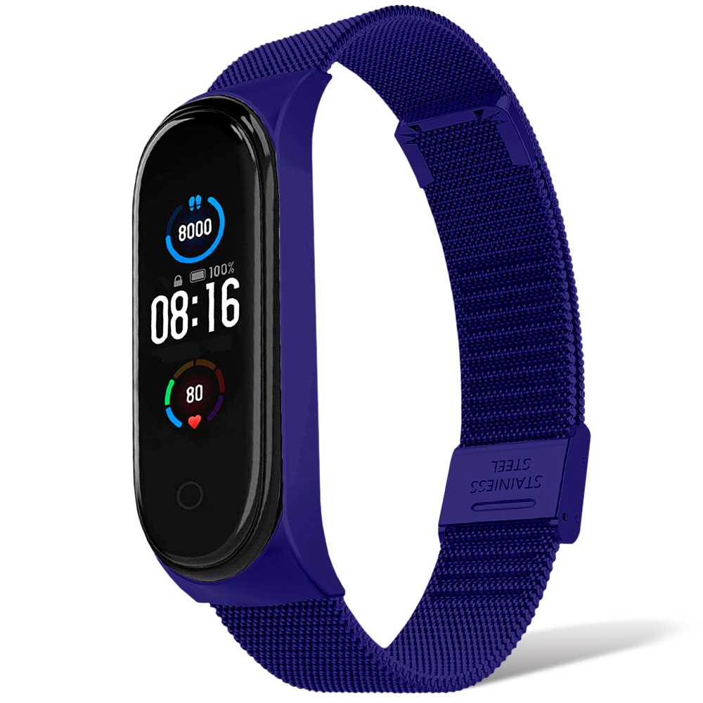 Ociodual Correa Metálica Compatible con Xiaomi Mi Smart Band 5 6 Azul Oscuro Pulsera de Recambio Repuesto Acero Inox Brazalete