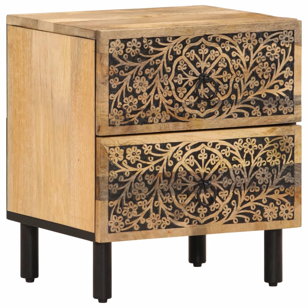 vidaXL Mesita de noche de madera maciza de mango 40x33x46 cm