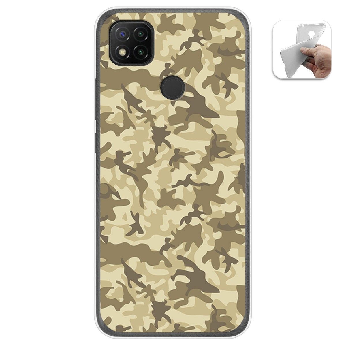 Tumundosmartphone Funda Gel Tpu para Xiaomi Redmi 9C diseño Sand Camuflaje Dibujos