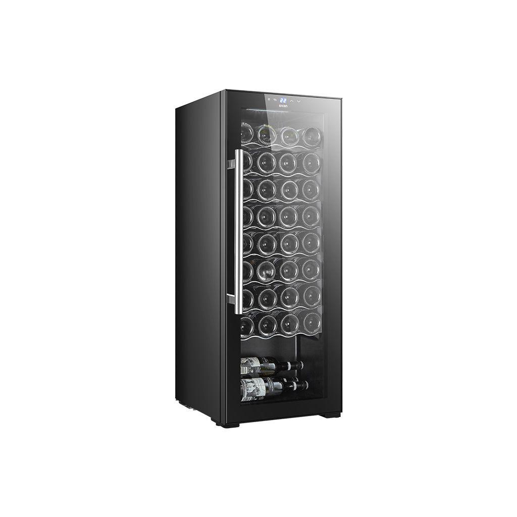 Svan - Vinoteca SVN3600S para 36 botellas, clase energética G, negro, display LED y zona única cíclica para conservación uniforme