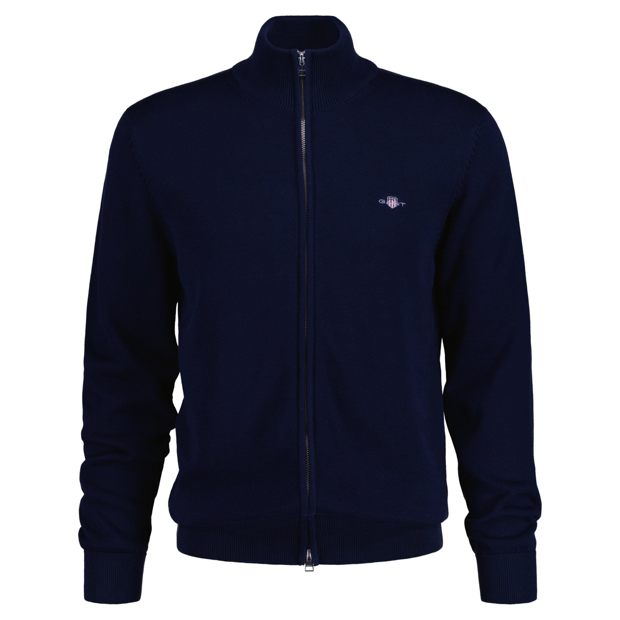 GANT Chaqueta de punto Hombre - CASUAL COTTON ZIP CARDIGAN, cuello alto, algodón CASUAL COTTON ZIP CARDIGAN