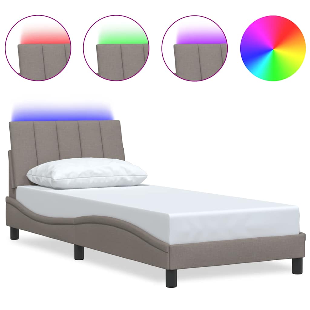 vidaXL Estructura de cama sin colchón tela taupe 90x200 cm