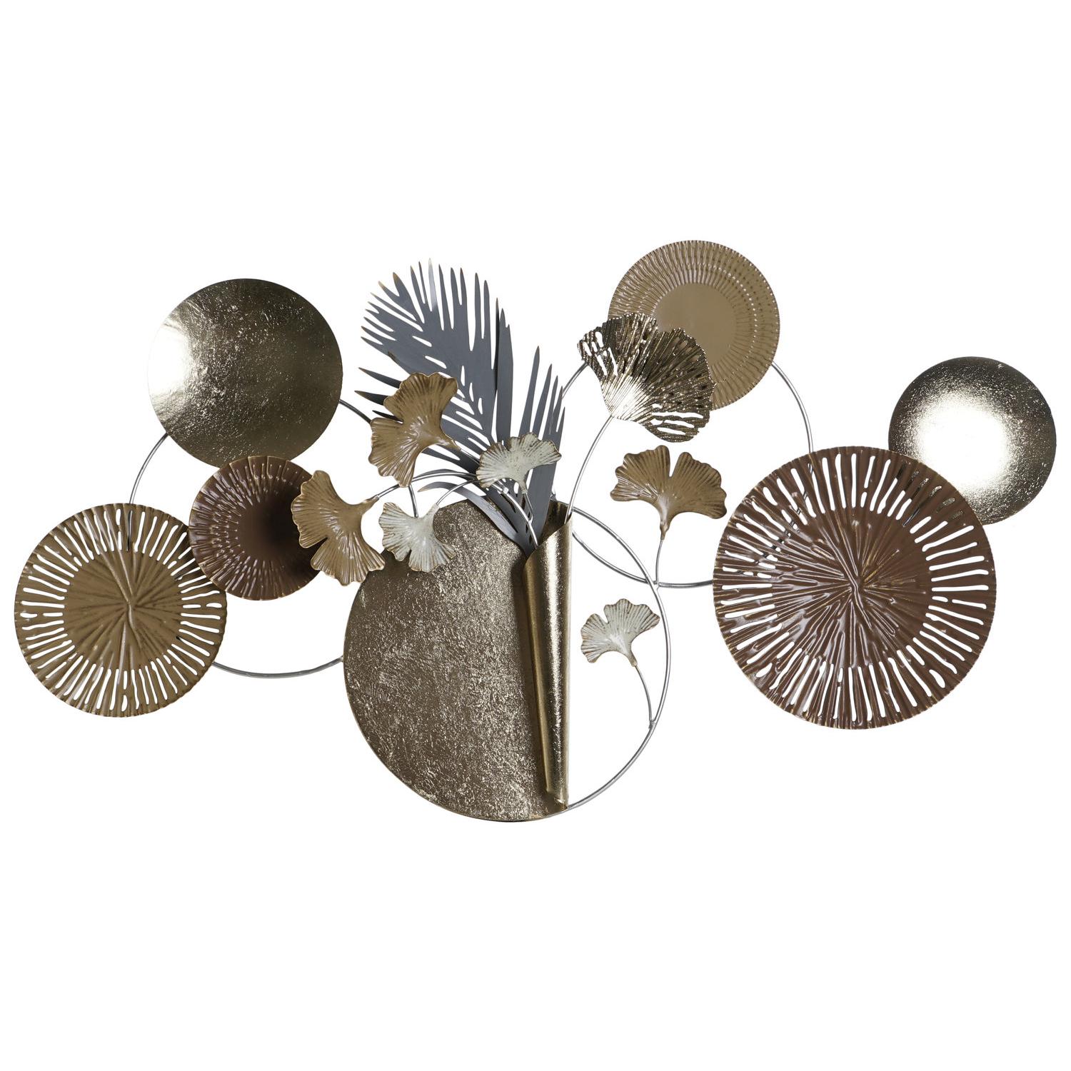 Decoracion Pared Metal 90X8,3X49 Circulos Dorado El mejor complemento para tu hogar -Fijalo-