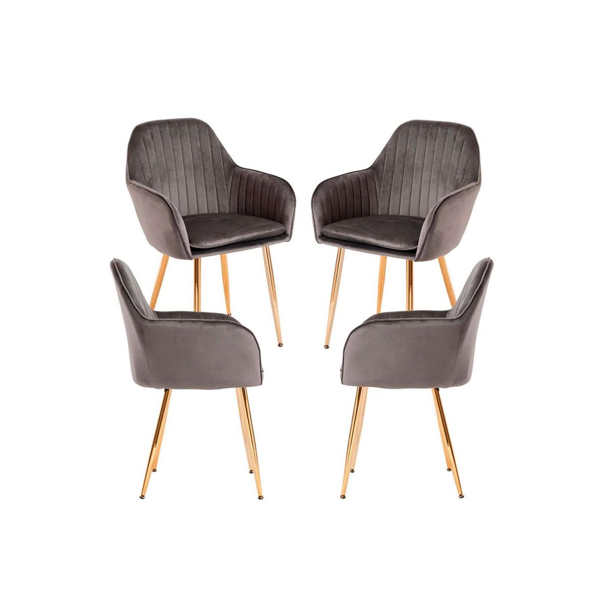 Regalos Miguel - Packs Sillas Comedor - Pack 4 Sillas Chic Golden - Gris oscuro