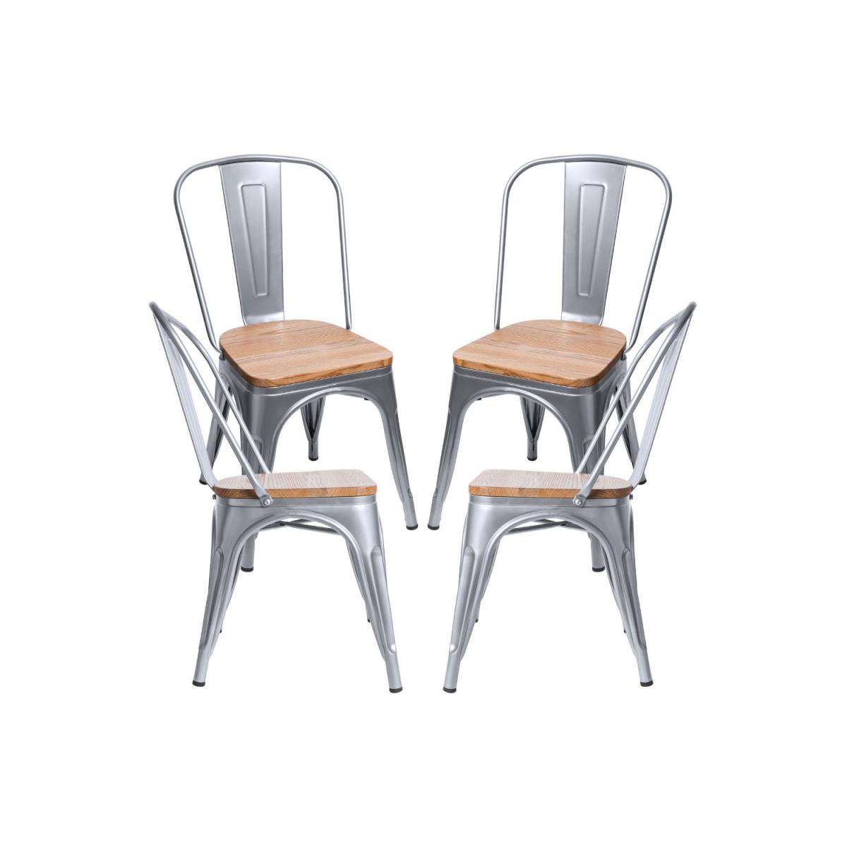 Regalos Miguel - Packs Sillas Comedor - Pack 4 Sillas Torix Madera Natural - Gris metalizado